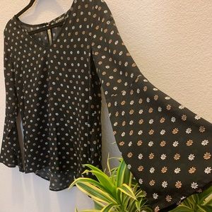 Express top with long bell sleeves
